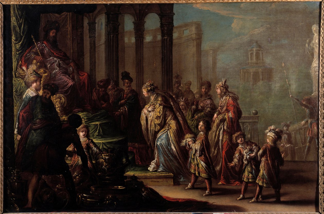 Salomo og dronningen av Saba sier også "" Ester før Assuerus 1er (Xerxes 1er)"" Maleri av Claude Vignon (1593-1670) Søn fra 1600-tallet. 0,8x1,19 m Paris, msuee du Louvre av Claude Vignon