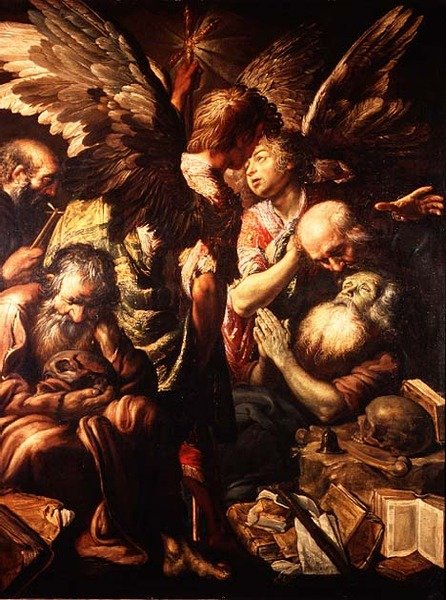 The Death of St. Anthony (olje på lerret) av Claude Vignon