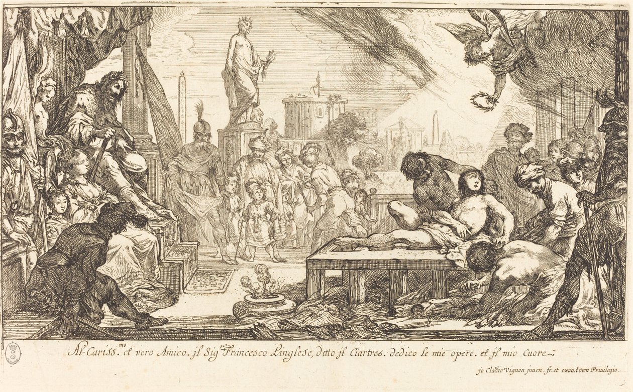 Saint Lawrences martyrium av Claude Vignon