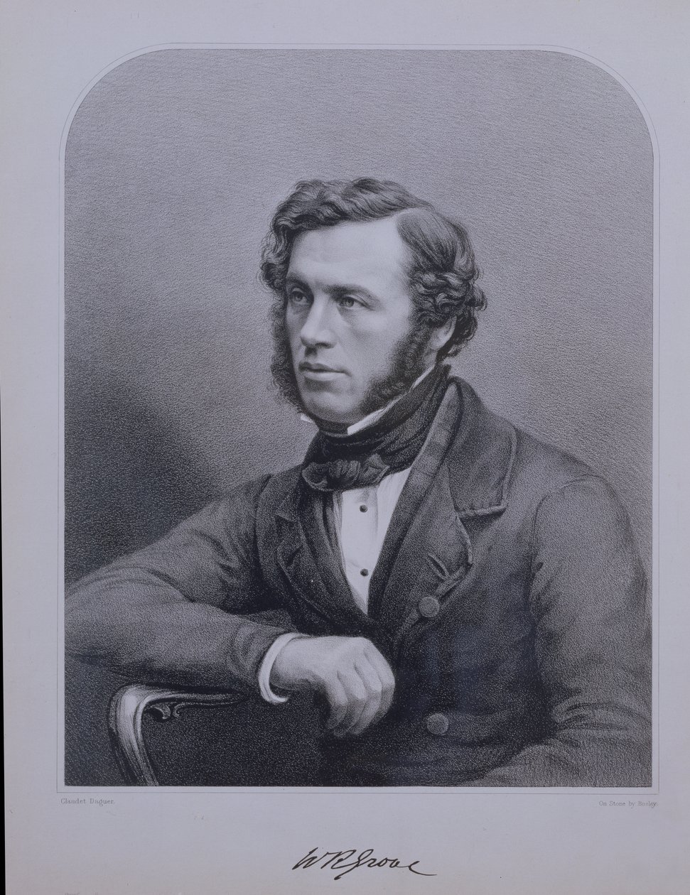 Portrett av Sir William Grove (1811-96) gravert av Bosley av Claudet Daguer