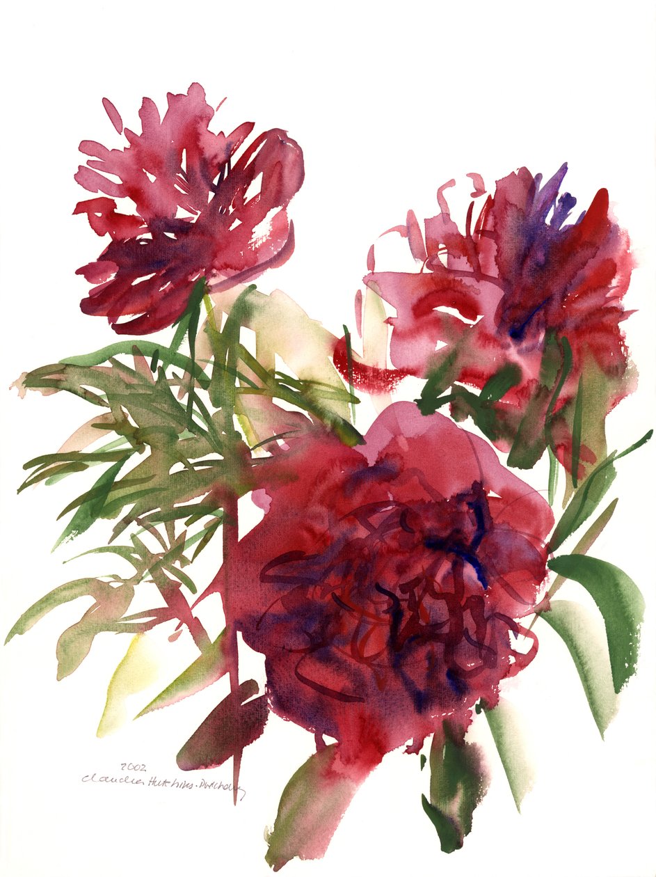 Peonies, 2002 (akvarell) av Claudia Hutchins Puechavy