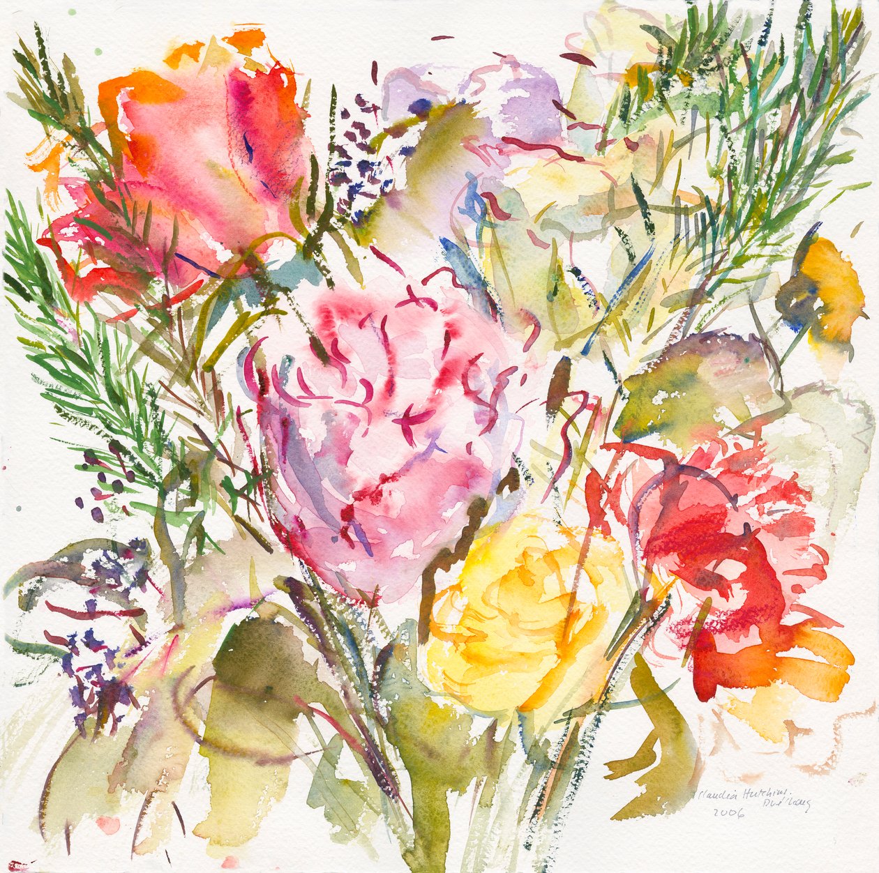 Rose Bouquet, 2006, (akvarell på papir) av Claudia Hutchins Puechavy