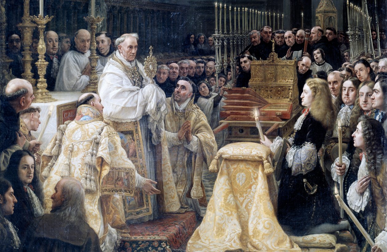 Charles II av Spania i tilbedelse av den hellige eukaristien av Claudio Coello