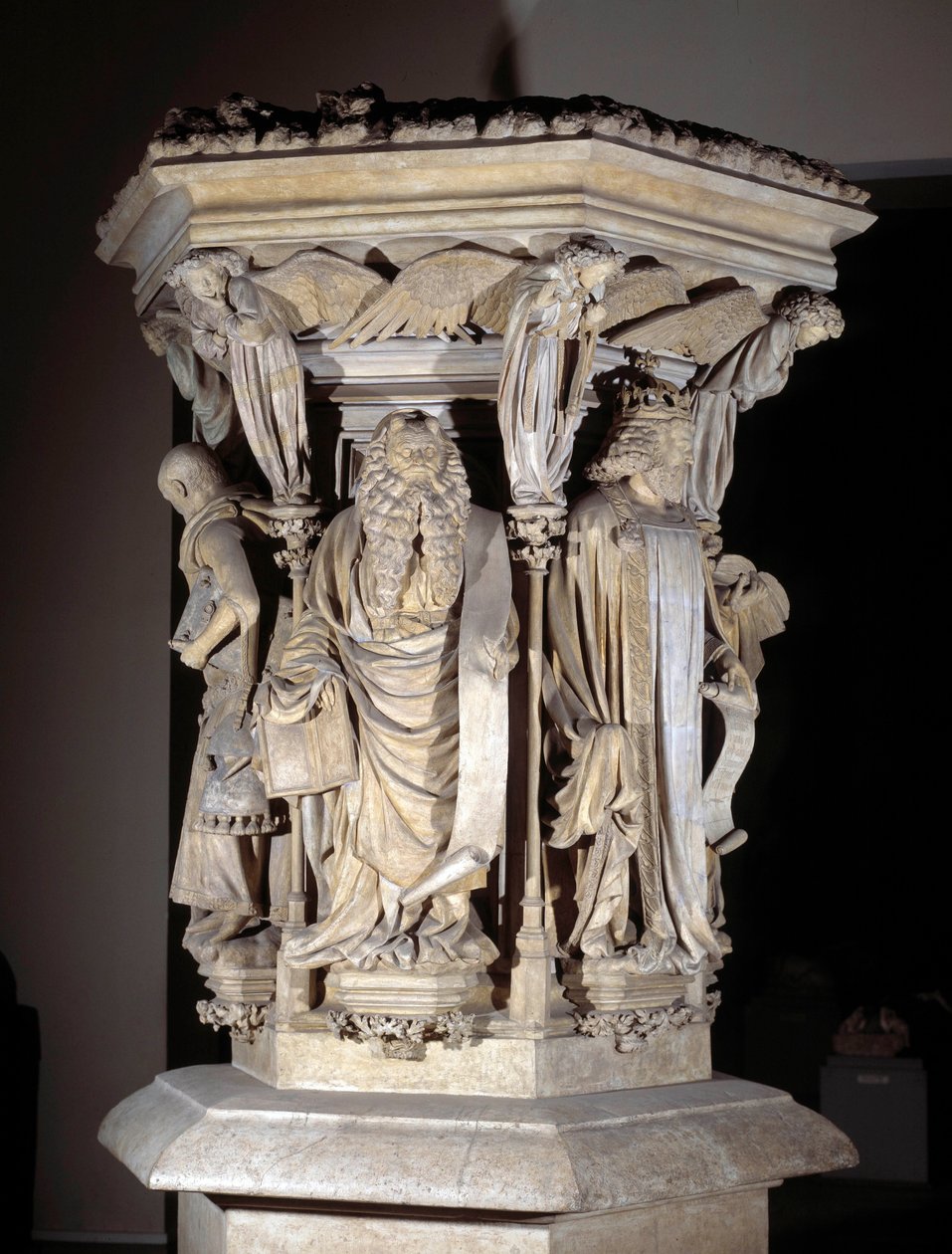 Flamsk gotisk kunst: sokkel med representasjoner av Daniel, Zaccharie, Jesaja, Moses (i forgrunnen), Jeremie og David av Claus Sluter (1350-1406) kjent som Moses