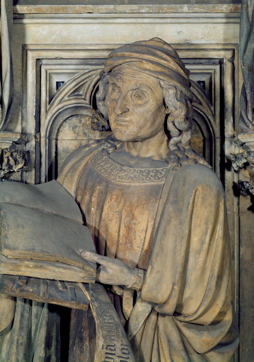 Jeremiah, detalj av en av profetfigurene fra den sekskantede pidestallen til Moses-brønnen, 1395-1404 stein av Claus and Malouel, Jean Sluter