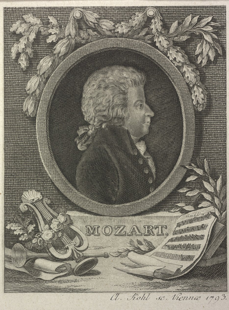 Wolfgang Amadeus Mozart, 1793 av Clemens Kohl