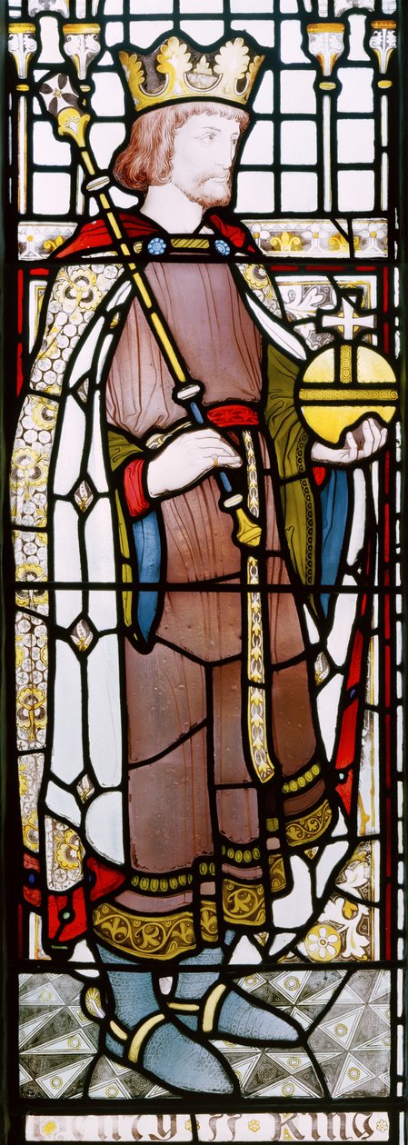 Henry II, detalj fra et vindu i den store salen, 1867-71 (farget glass) av Clement James Heaton