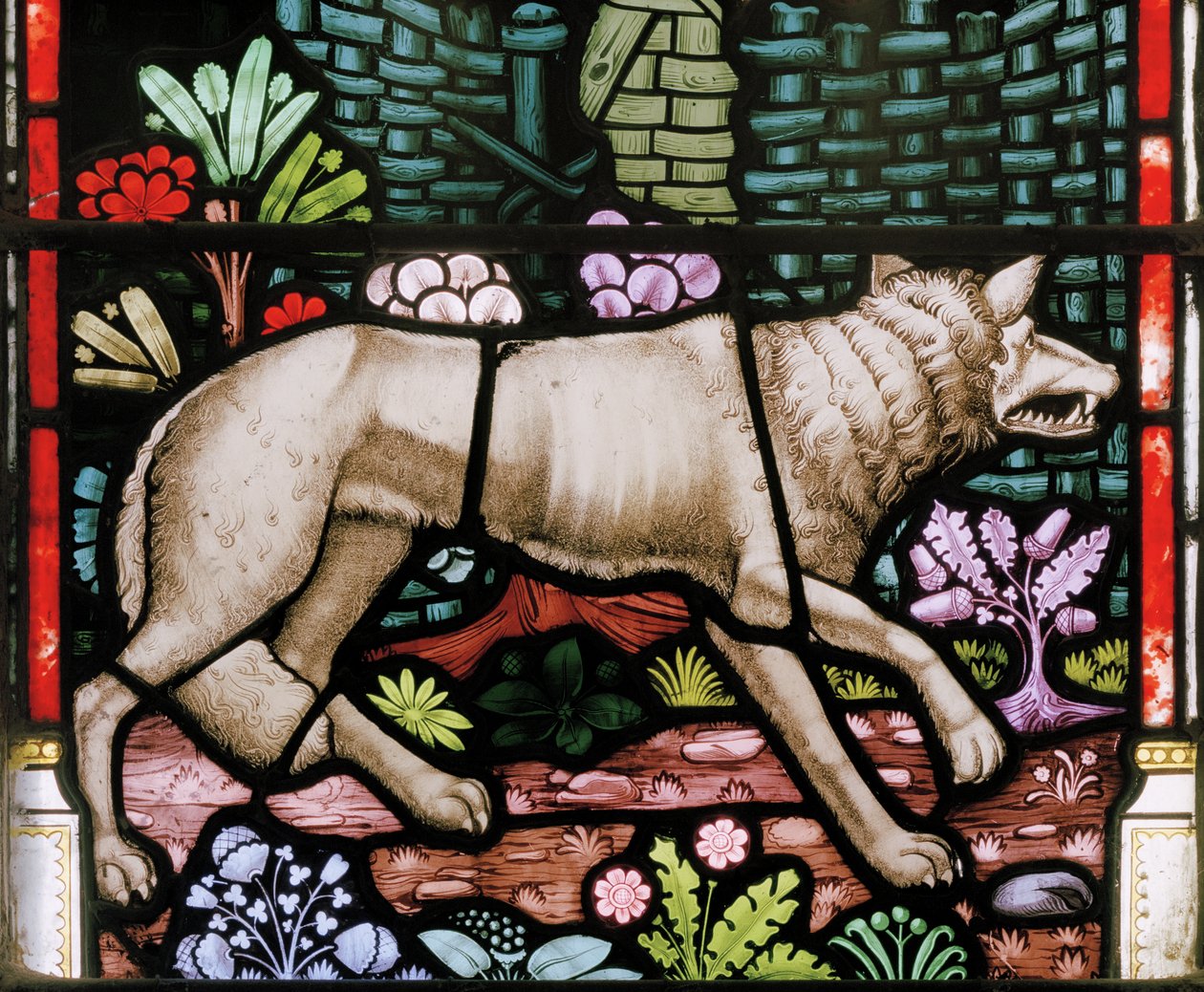 Ulv, detalj fra The Good Shepherd, 1865 av Clement James Heaton