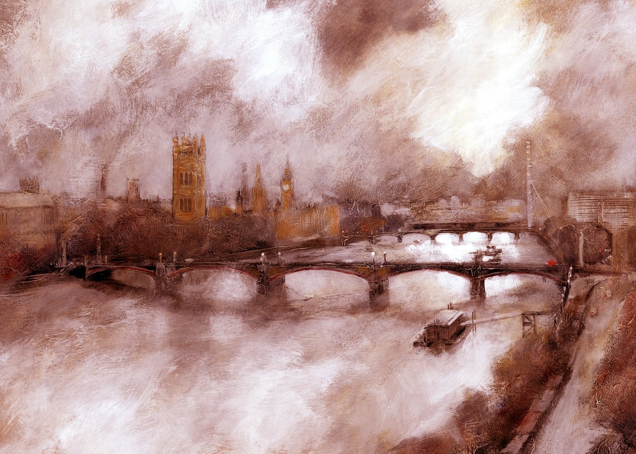 Lambeth, 2007 (akryl om bord) av Clive Metcalfe