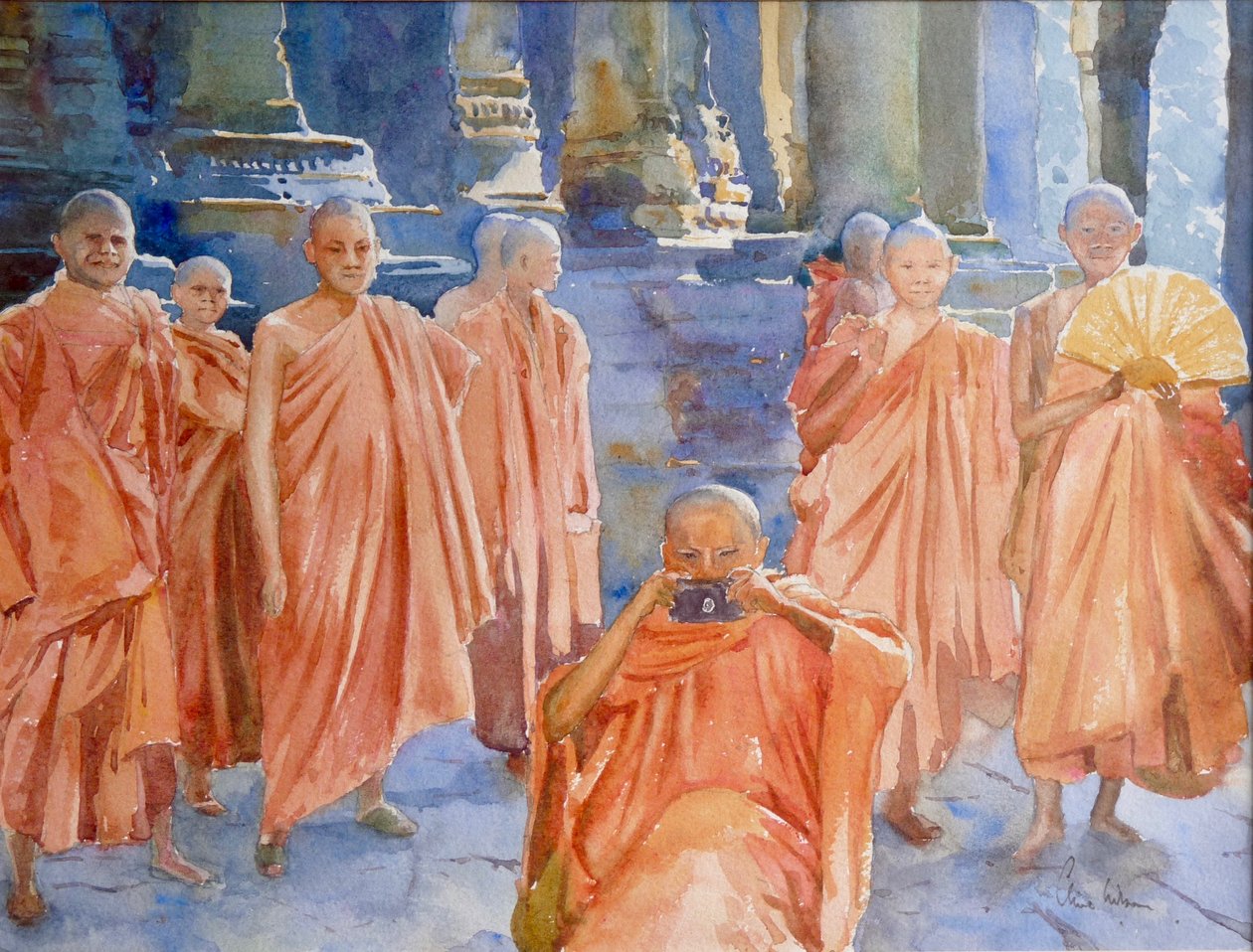Å fange kunstneren på jobb, 2000 (akvarell) av Clive Wilson
