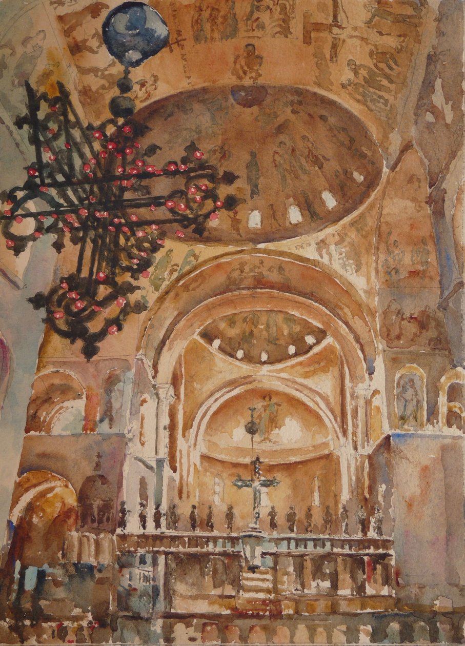 Juledagsmesse, St Marks, 2019 (akvarell) av Clive Wilson
