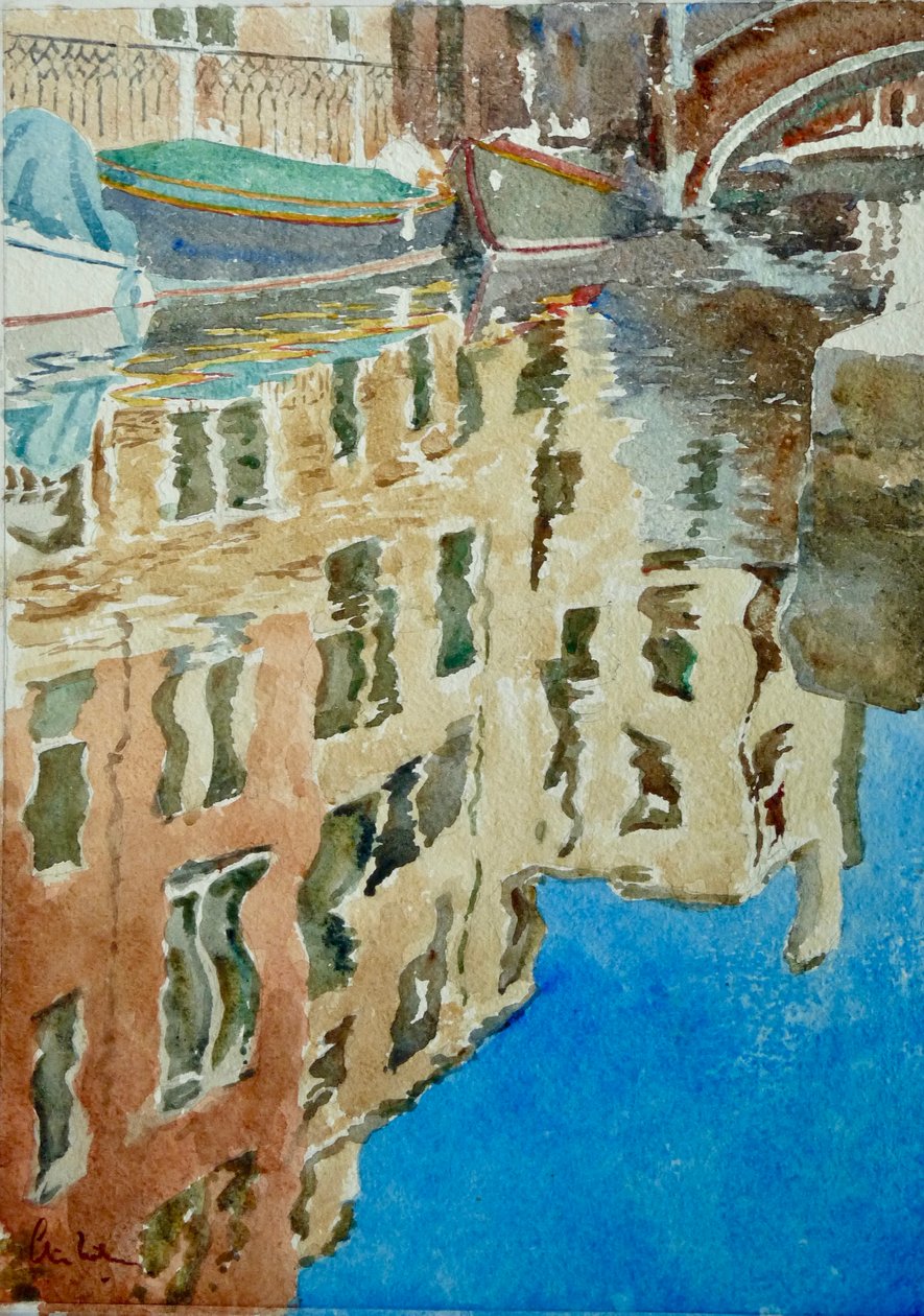 Winter Reflections, Rio Dei F, 2020 (akvarell) av Clive Wilson
