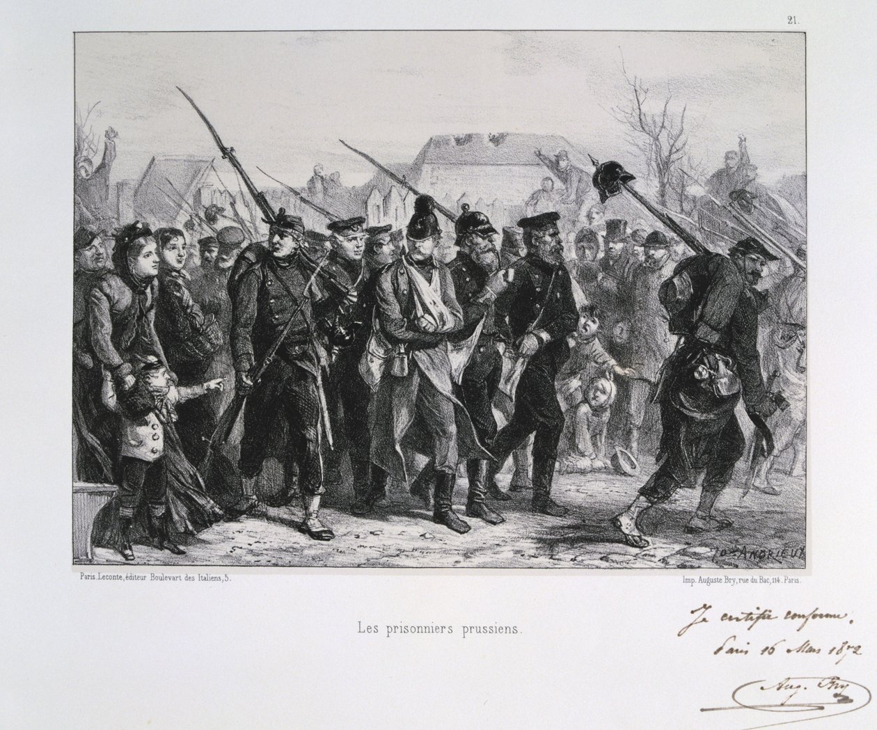 Fransk-prøyssisk krig 1870-1871: prøyssiske krigsfanger. Fra en serie litografier av Clement August Andrieux på Gardes Nationales. av Clément Auguste Andrieux