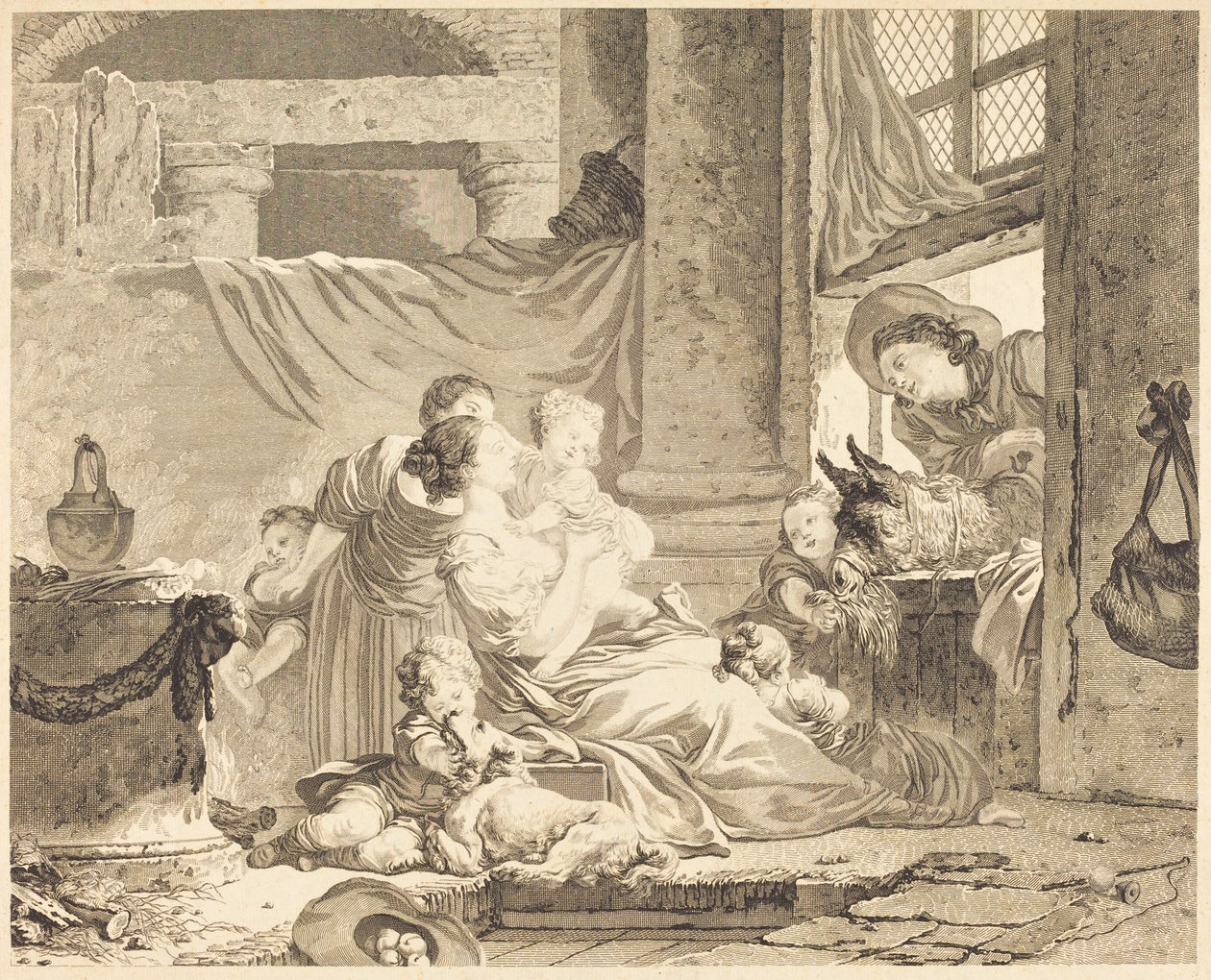 Bondens familie av Clément Pierre Marillier after Jean Honoré Fragonard