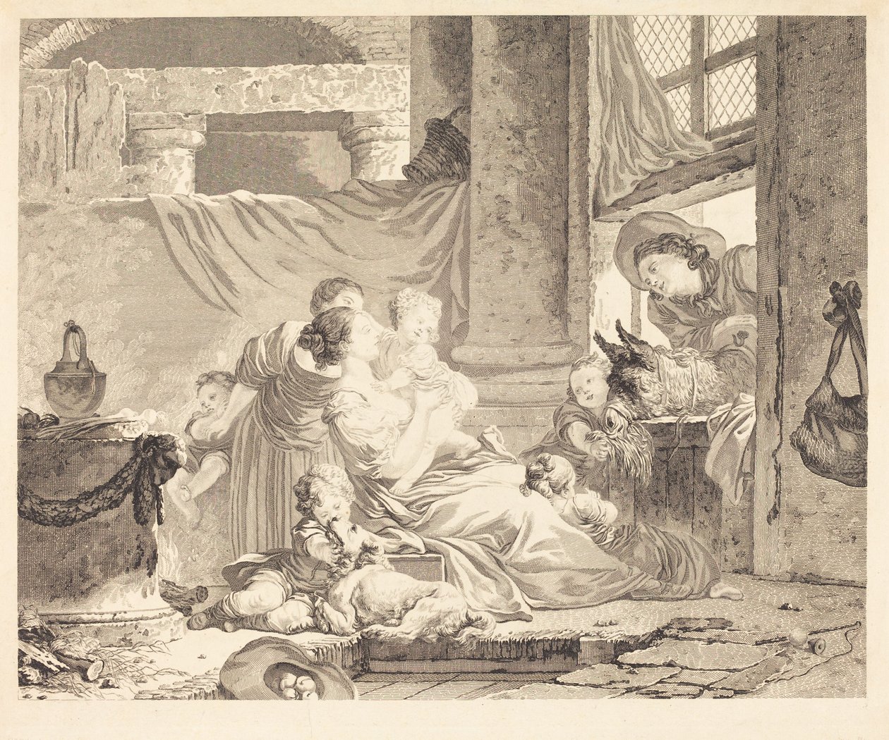 Bondens familie av Clément Pierre Marillier after Jean Honoré Fragonard