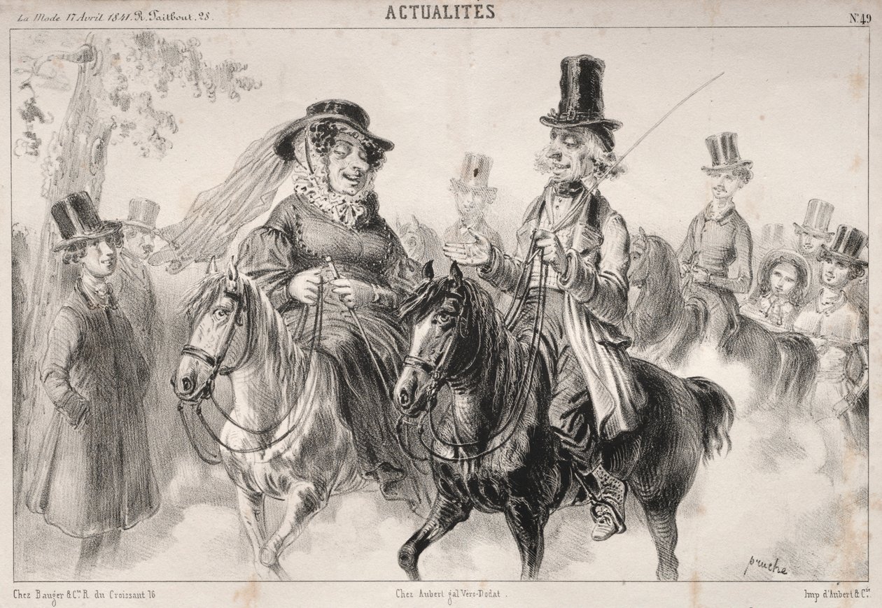 Nyheter: Fortell meg, Madame Miroton, det ser ut til at det er vi som satte tonen..., 1841. av Clémente Pruche
