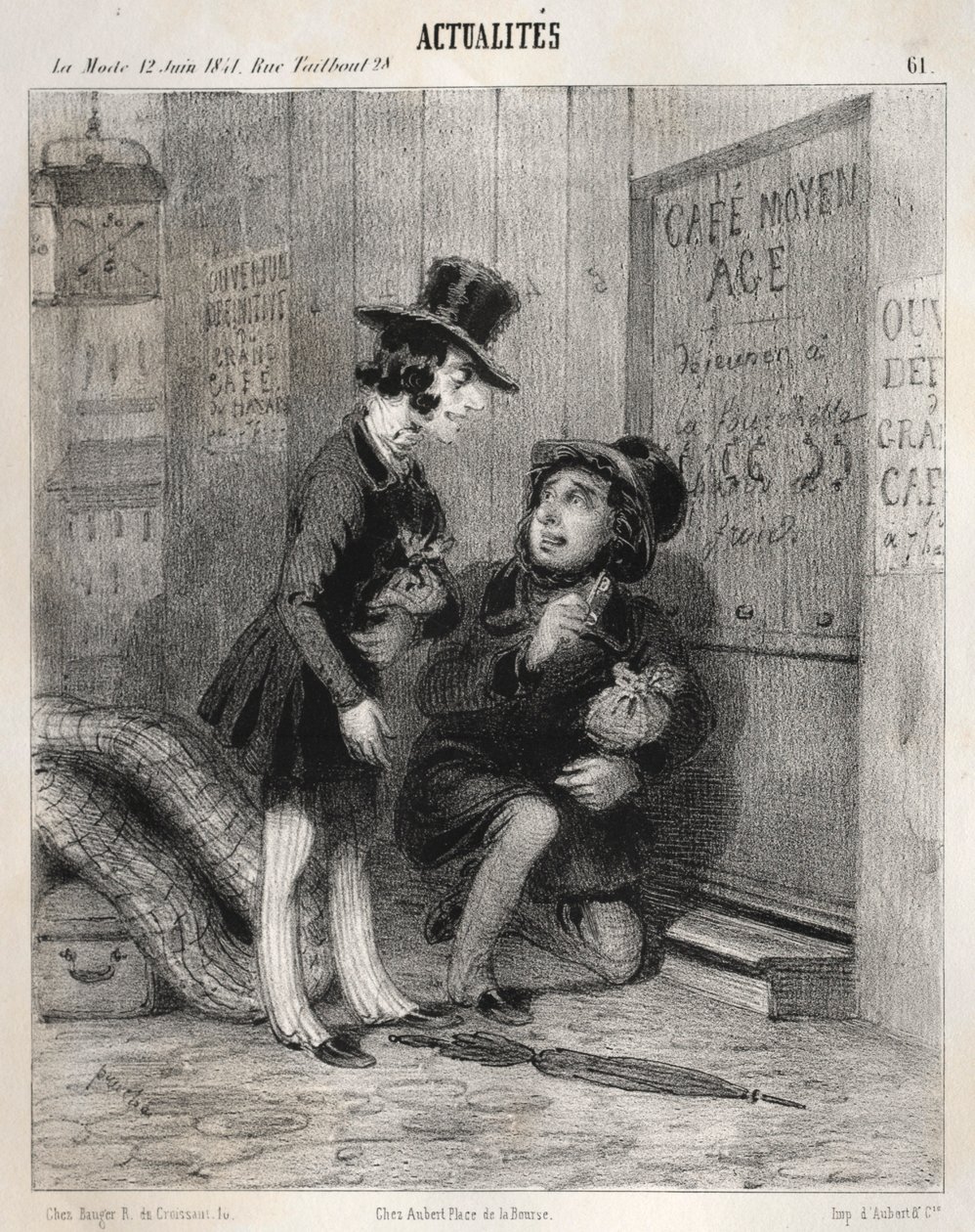 Nyheter: Hei kompis! det er slik vi gjør forretninger i dag! vi viser..., 1841. av Clémente Pruche