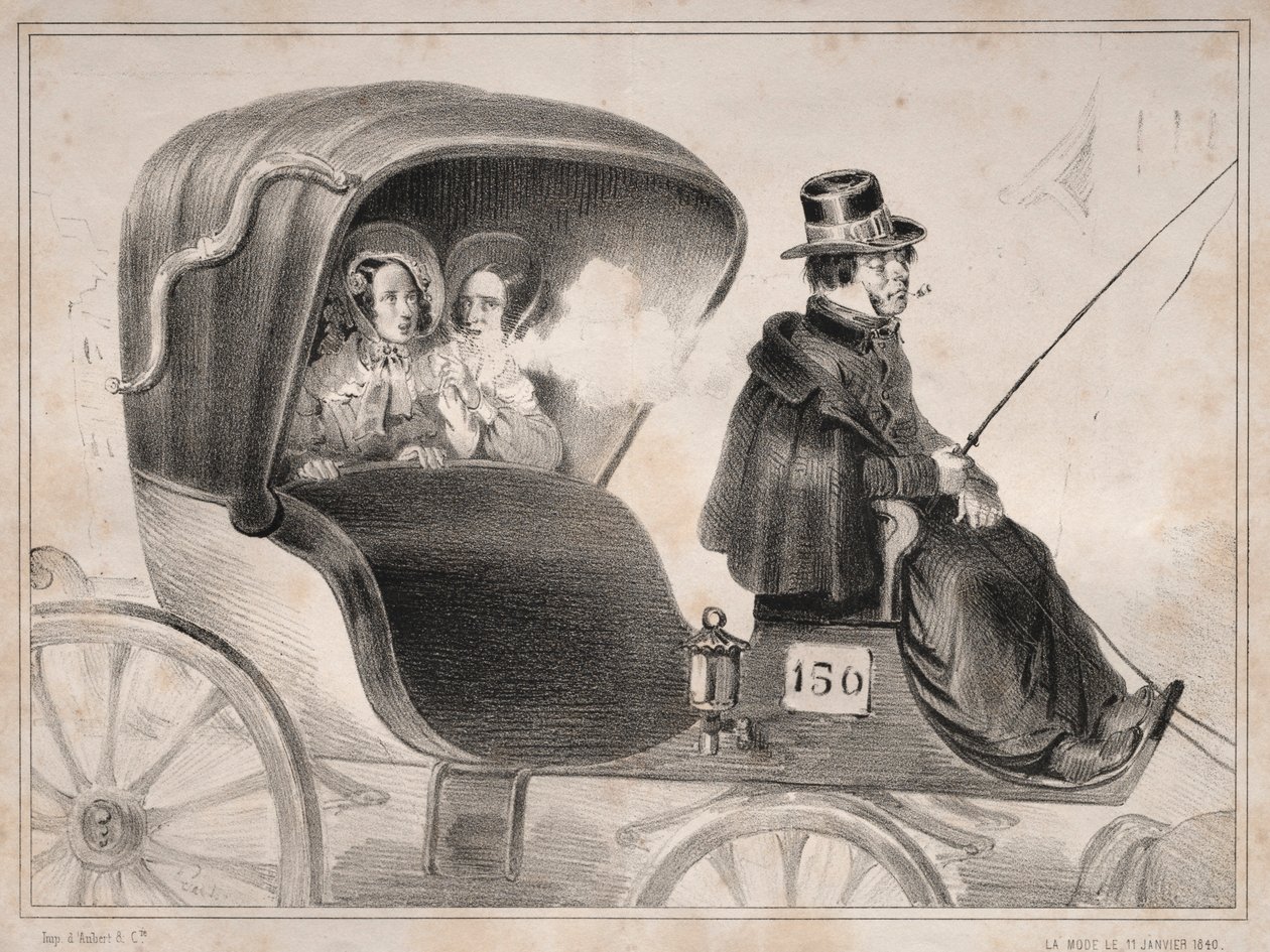 Nyheter: Ulempene med offentlige biler: Kusken av..., 1839. av Clémente Pruche