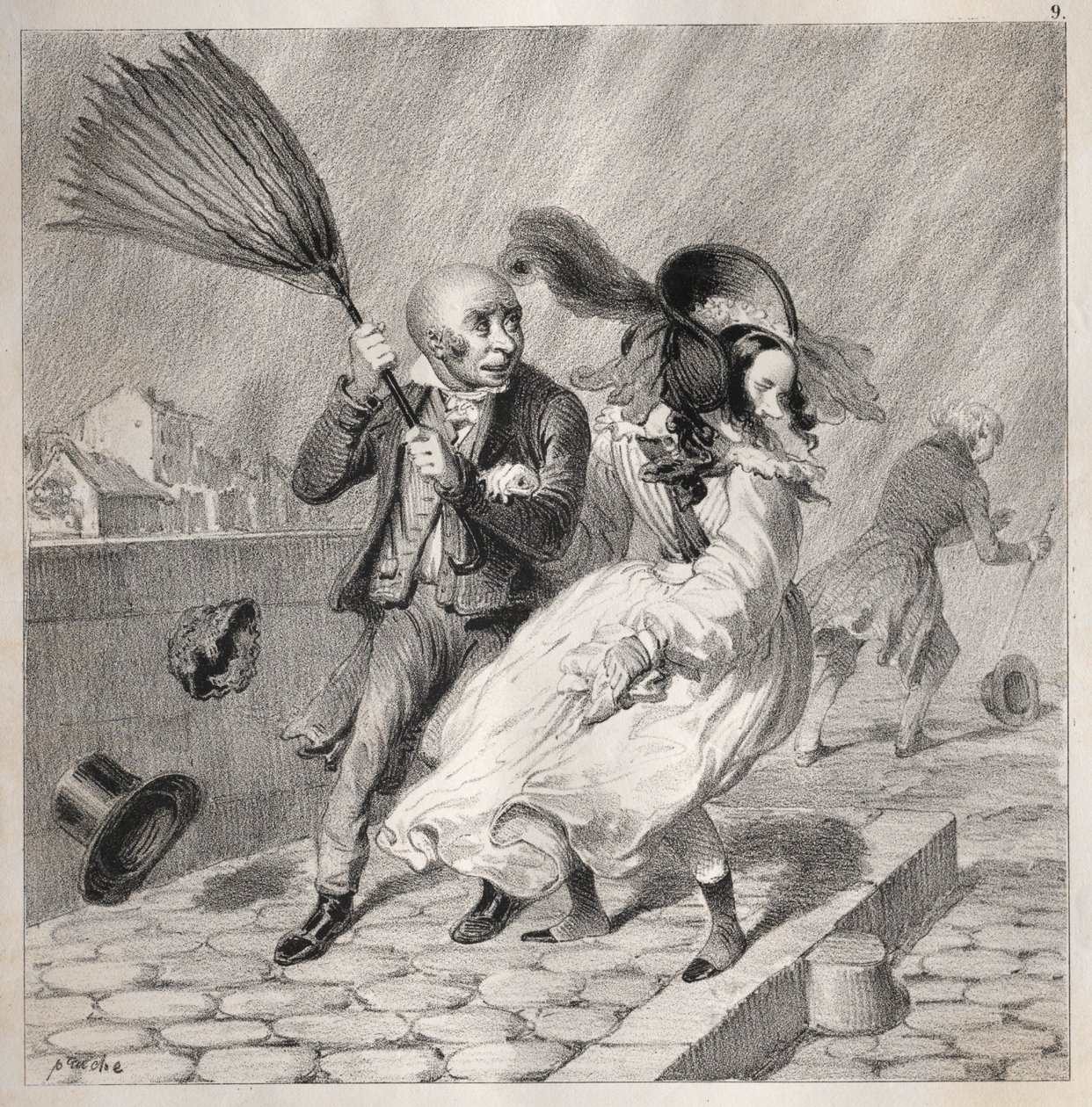 Bambochades: Ser du at barometeret mitt er i godt vær!...det er en rik tid for..., 1841. av Clémente Pruche