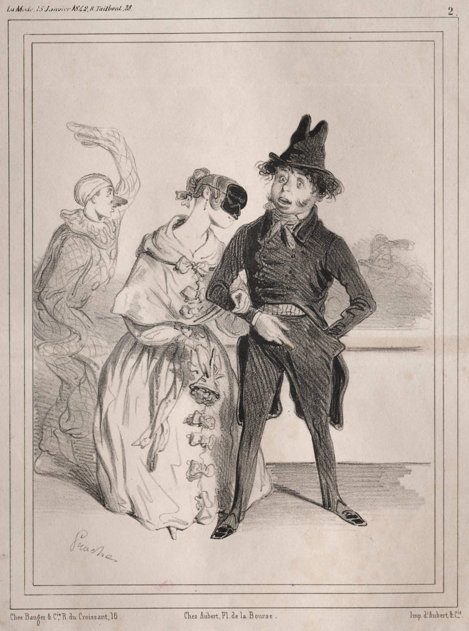 Carnival pochades: Det er entall! hun forteller meg at jeg er Philibert Désormeaux, 1842. av Clémente Pruche
