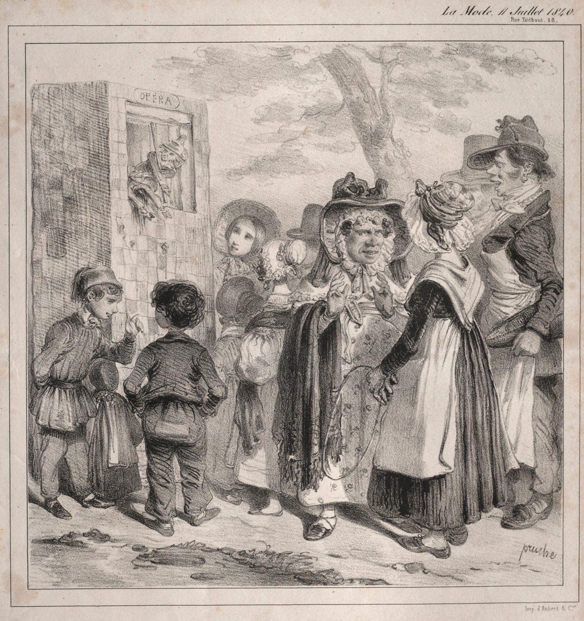 Ser du min kjære! det er politiet som får disse dukkene til å leke, for å avlede..., 1840. av Clémente Pruche