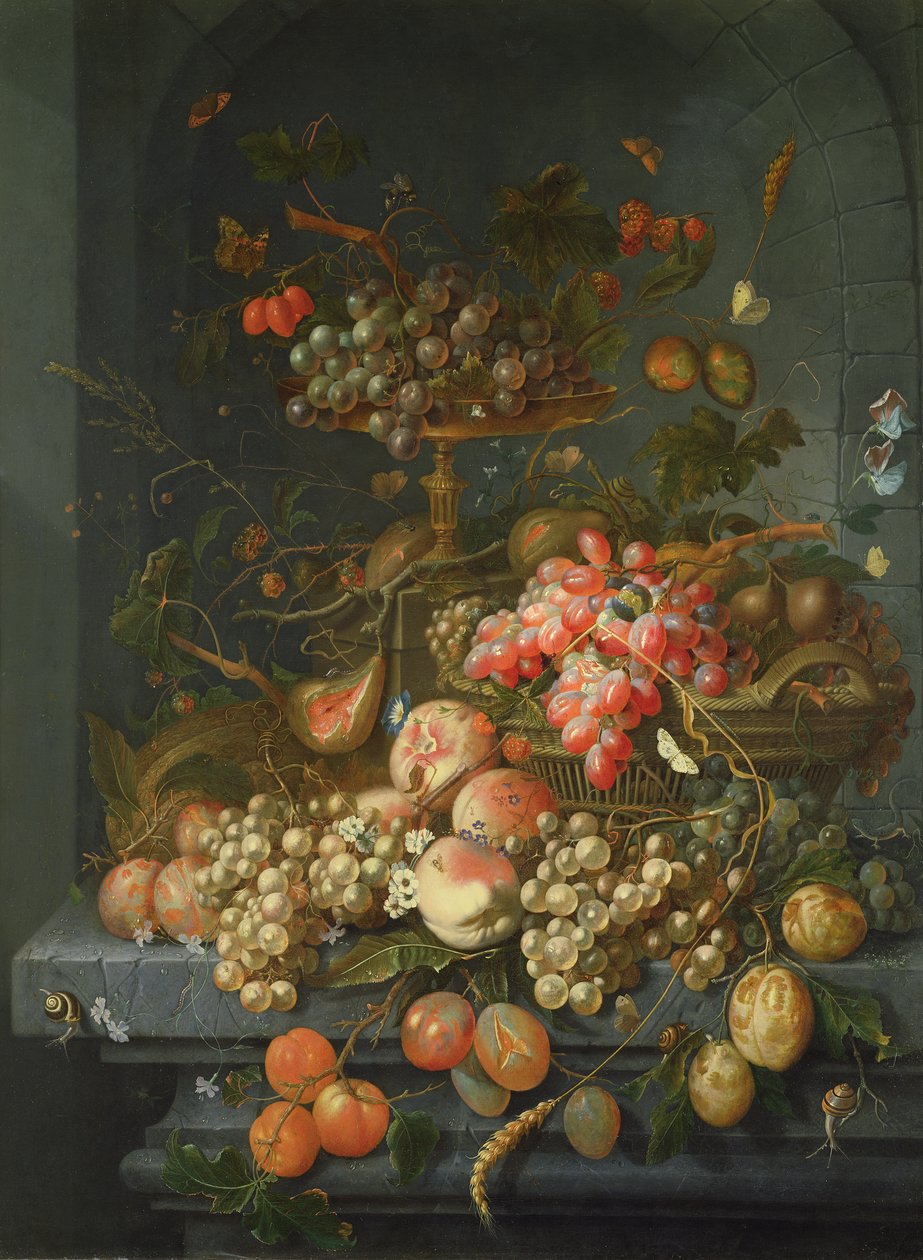 Stilleben av frukt på en avsats av Coenraet Roepel