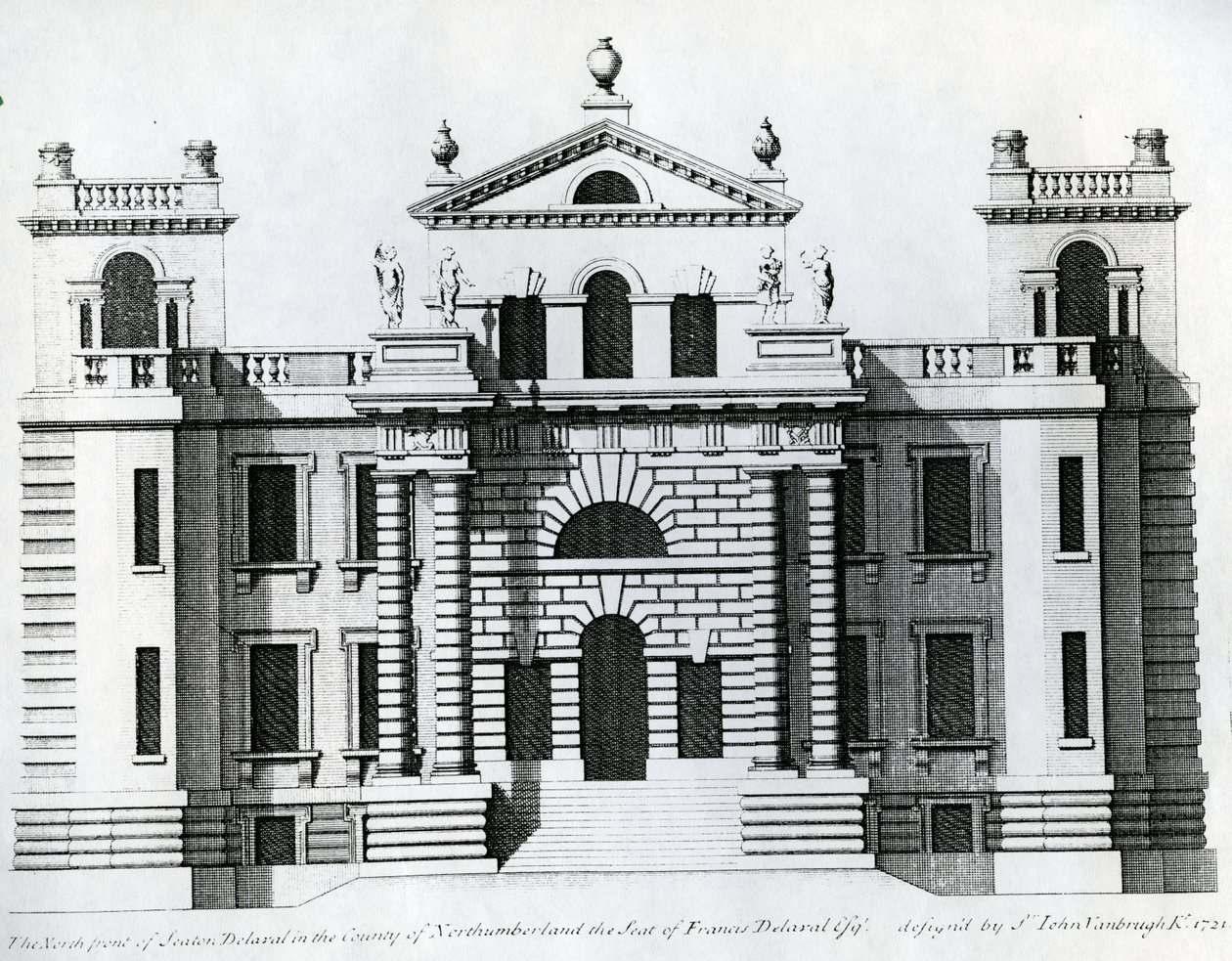 Design for Seaton Delaval, 1721 av Colen Campbell
