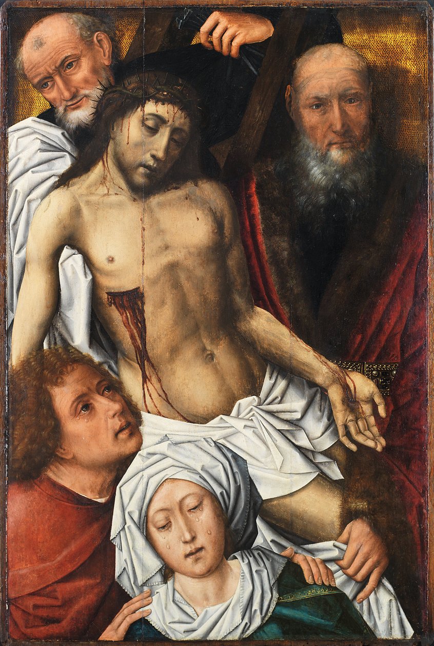 Nedstigningen fra korset - Maleri av Colijn De Coter (rundt 1440 eller 1445-1522 eller 1532), olje på tre, rundt 1500, 98x65 cm - Nedstigningen fra korset, Olje på tre av Colijn De Coter - Museo de Bellas Artes de Bilbao av Colijn de Coter