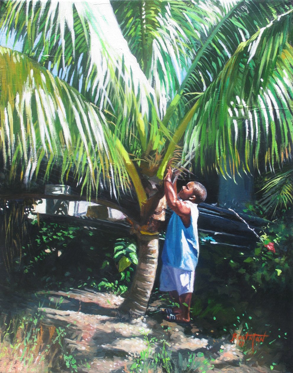 Coconut Shade, 2014, (olje på lin) av Colin Bootman