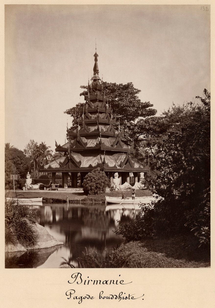 Buddhistisk hvilehus, Moulmein, Burma, ca. 1875 (albumintrykk fra et glassnegativ) av Colin Roderick Murray
