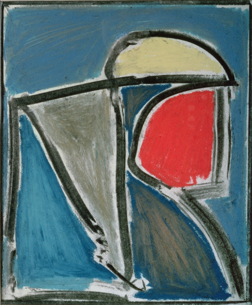 Maske, 1995 (voksstift, pastell og kull på papir) av Colin Booth