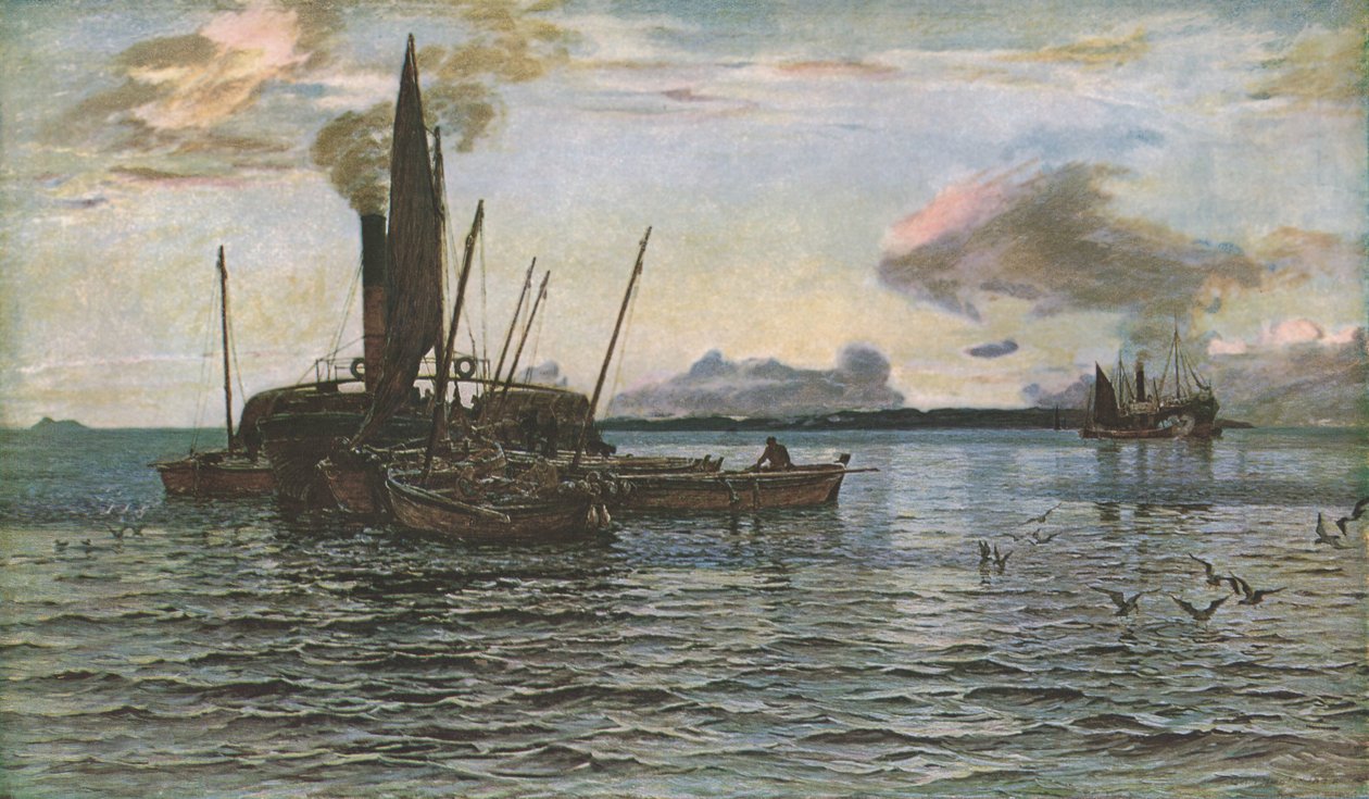 Sildemarkedet til sjøs på Loch Fyne, Argyll, 1884, c1930. av Colin Hunter