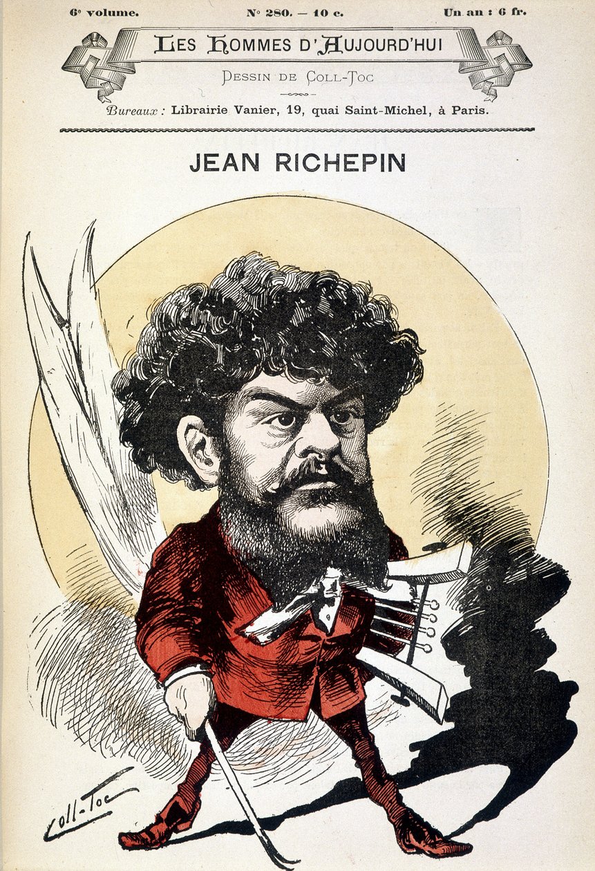 Tegneserie av Jean Richepin (1849-1926), fransk forfatter. av Coll Toc