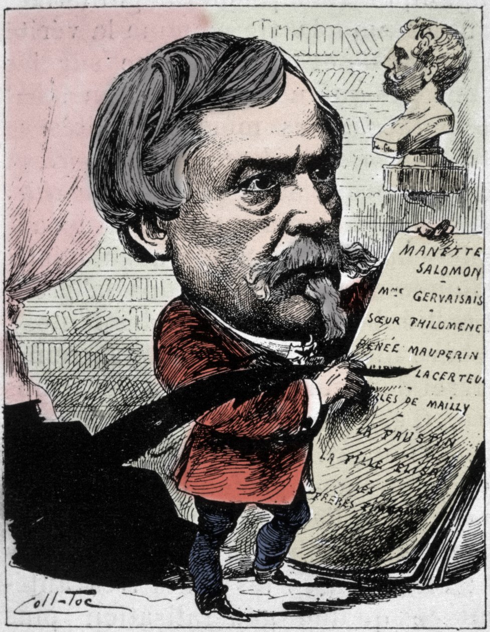 Tegneserie som viser forfatteren Edmond de Goncourt (1822-1896) fra «The Men of Today» Tegning av Coll-Toc (Collignon og Tocqueville). 1892 av Coll Toc