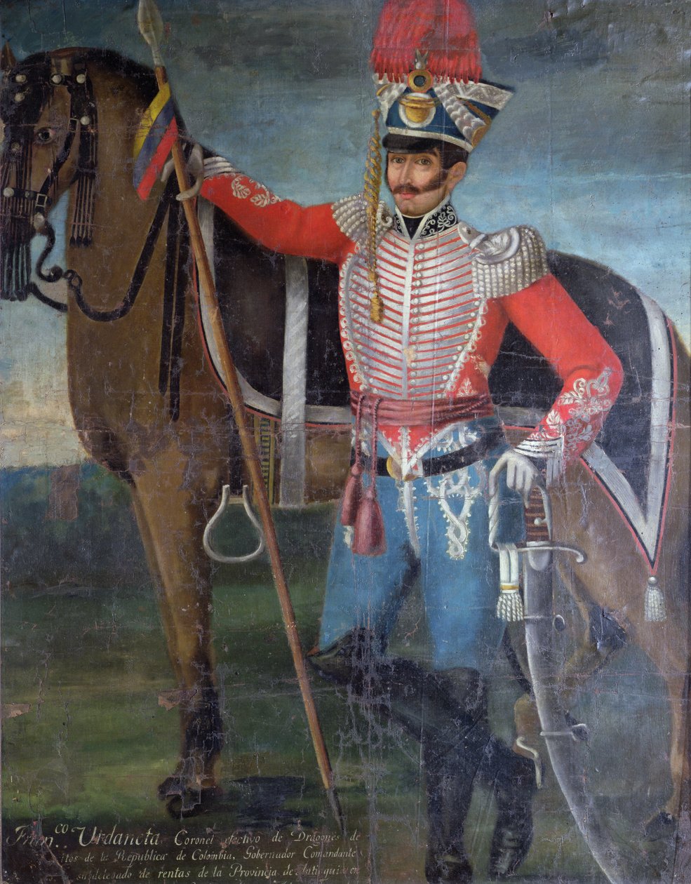 Francisco Urdaneta, oberst av Dragoons, 1822 av Colombian School