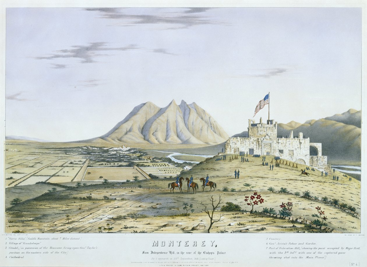 Monterey, fra Independence Hill, på baksiden av Bishop's Palace. Slik det så ut 23. september av Colonel Daniel (after) Whiting Powers
