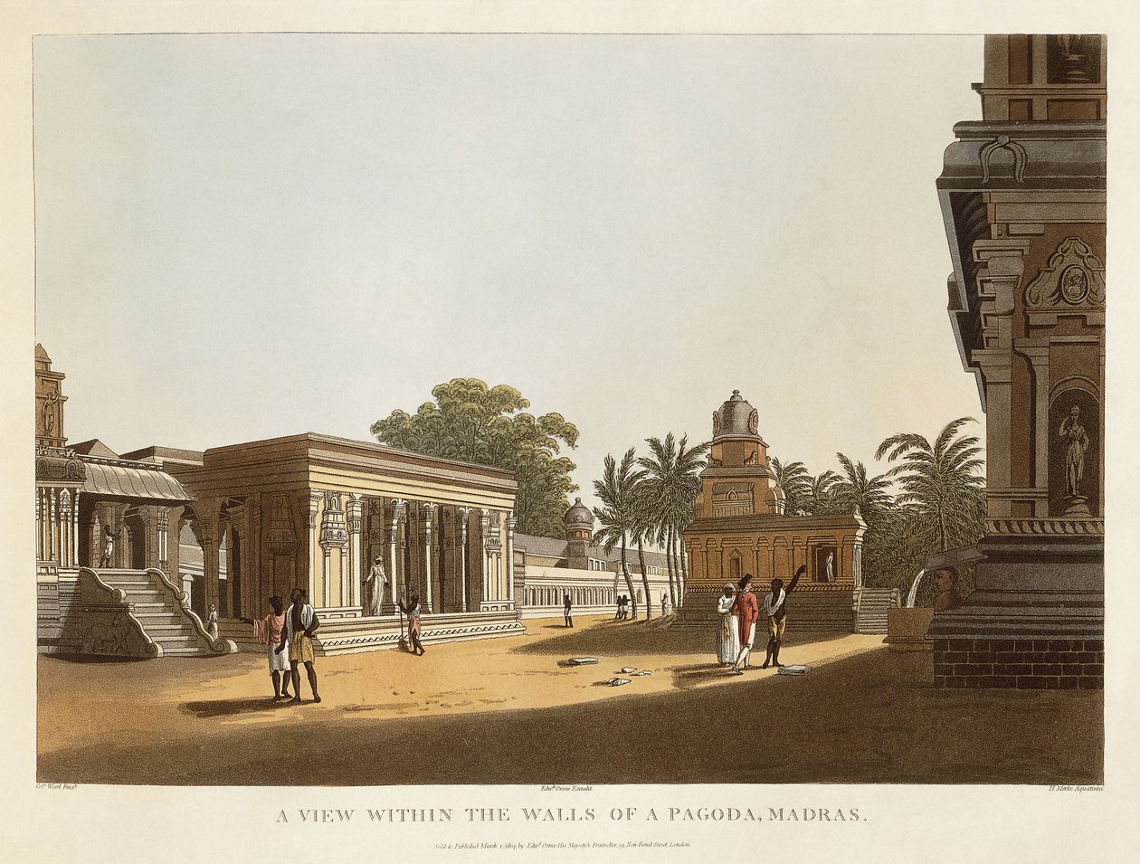 A View within the Walls of a Pagoda, Madras, fra "A Brief History of Ancient and Modern India", av Blagdon, Daniell, Ward and Hunter, 1804 av Colonel Francis Swain Ward