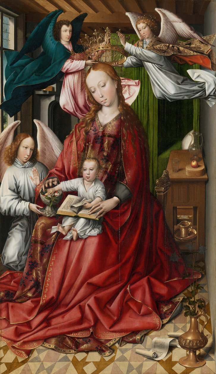 Jomfru og barn kronet av engler, 149095. av Colyn de Coter