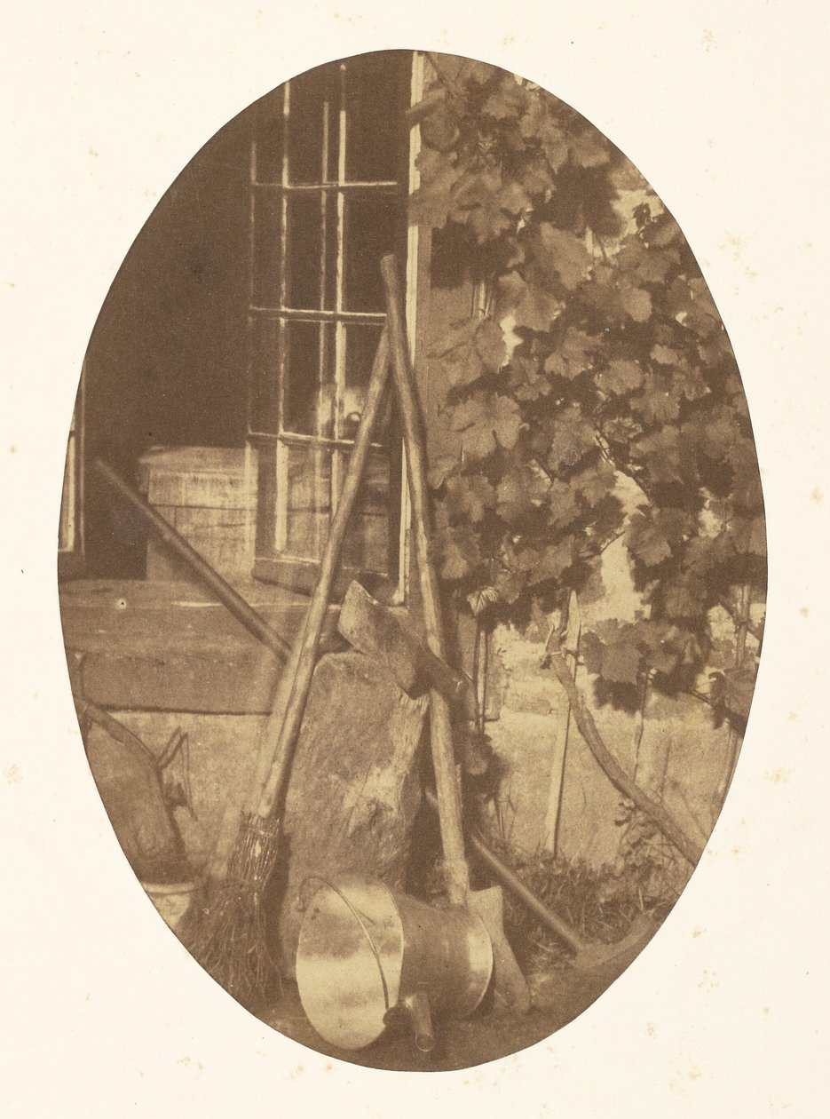 Stilleben med hageutstyr av Comte Olympe Aguado