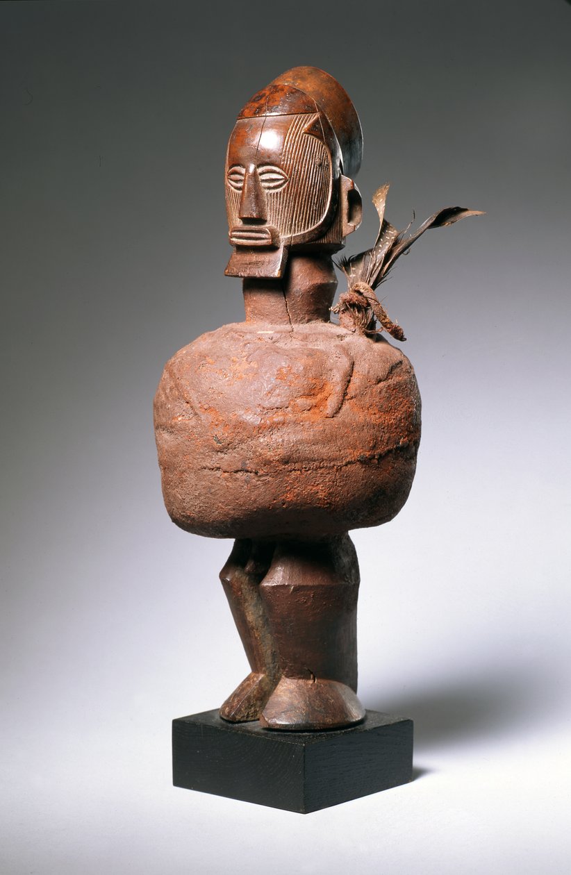 Nkisi Spiritual Figure (tre, leire, tekstil og fjær) (se også 181653) av Congolese