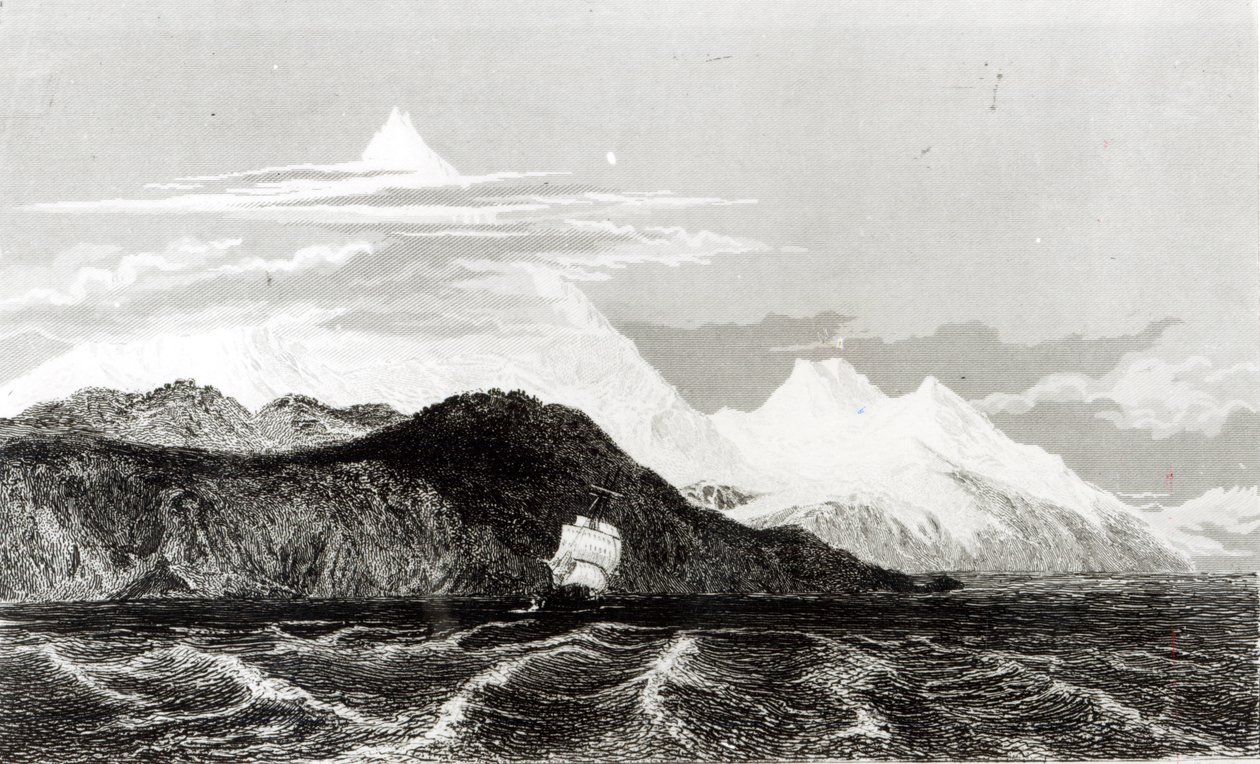 Mount Sarmiento, gravert av Thomas Landseer (1795-1880) av Conrad Martens