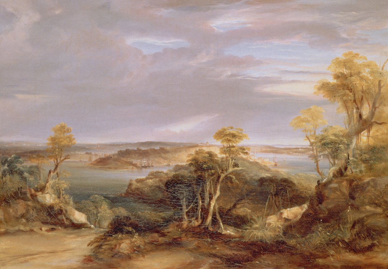 Sydney og Botany Bay fra North Shore, 1840 av Conrad Martens