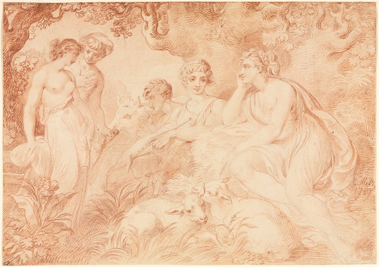 Hyrder og gjeterinner, 1789. av Conrad Martin Metz