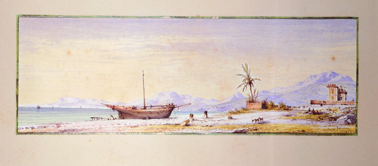 Bordighera-stranden, av Consalvo Carelli (1818-1900), Italia av Consalvo Carelli