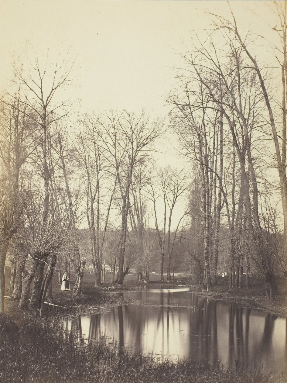 Etang et Fermiere basseng og bondekone, ca. 1865. av Constant Alexandre Famin