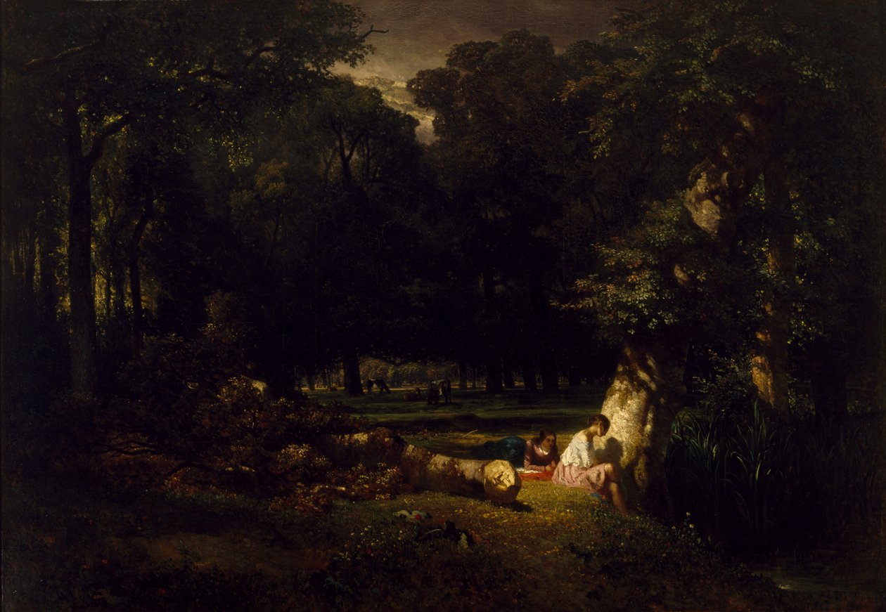 Baderne (Rydding i skogen), 1842 av Constant Emile Troyon