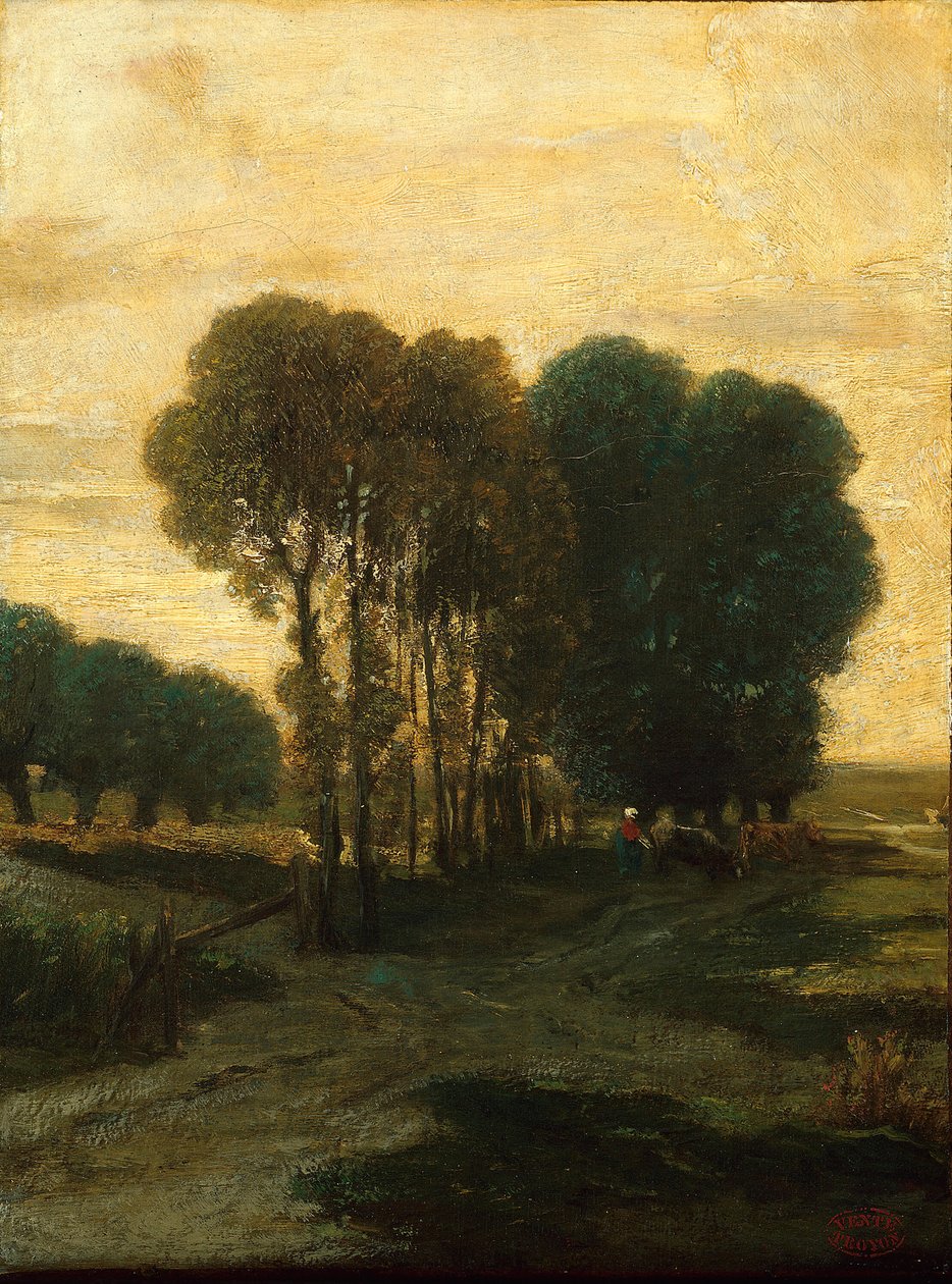 En klump med trær, ca. 1860. av Constant Troyon
