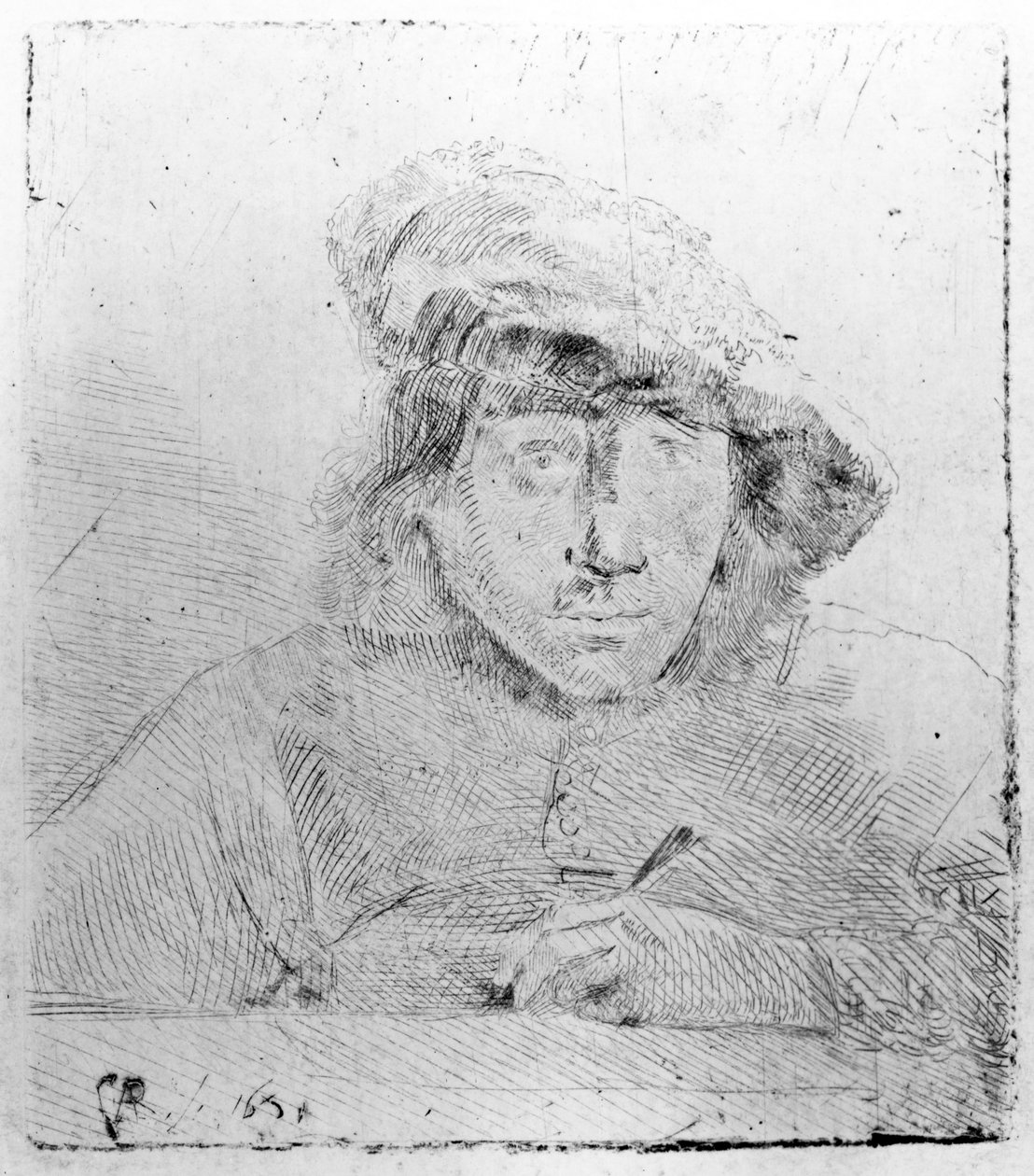 Selvportrett, 1651 (etsing med tørrpunkt) av Constantin Daniel van Renesse