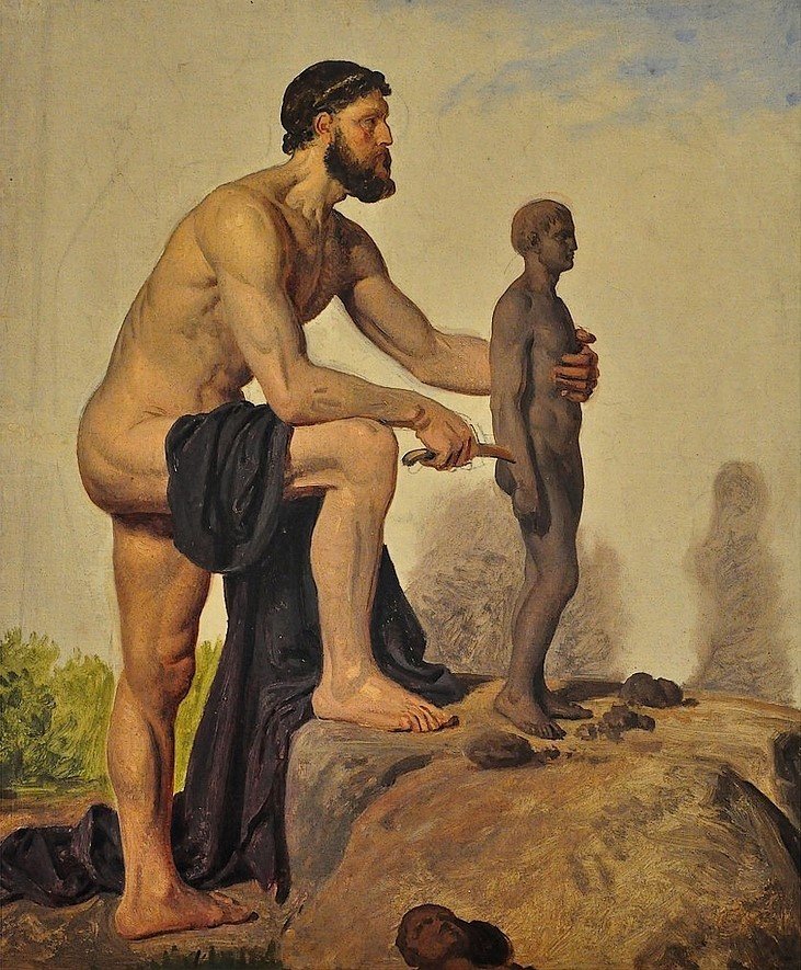 Prometheus skaper mennesket i leire av Constantin Hansen