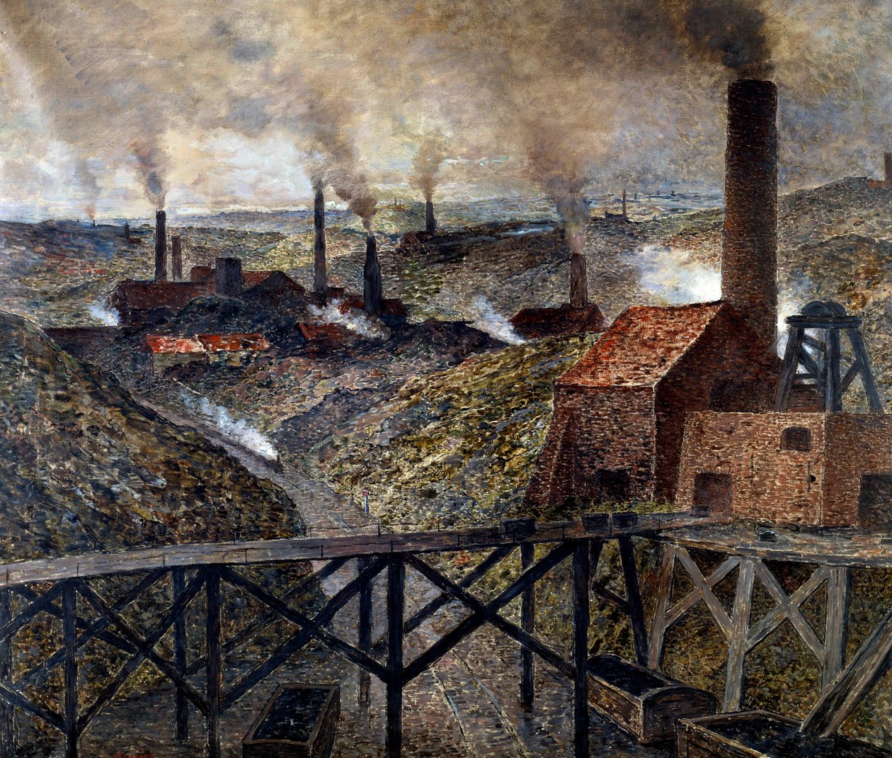 I Black Country Industrial Landscape av fabrikker og skorsteiner. Maleri av Constantin Meunier (1831-1905) av Constantin Emile Meunier